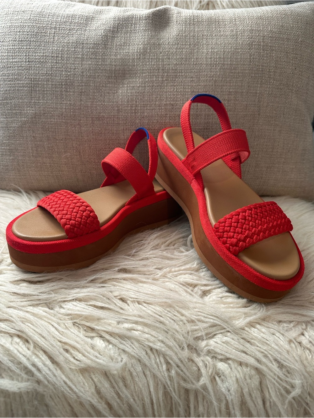 Rothy's The Lightweight Wedge Platform Sandal in Red Hot ♥️ Women’s size 6.5 - Picture 8 of 12